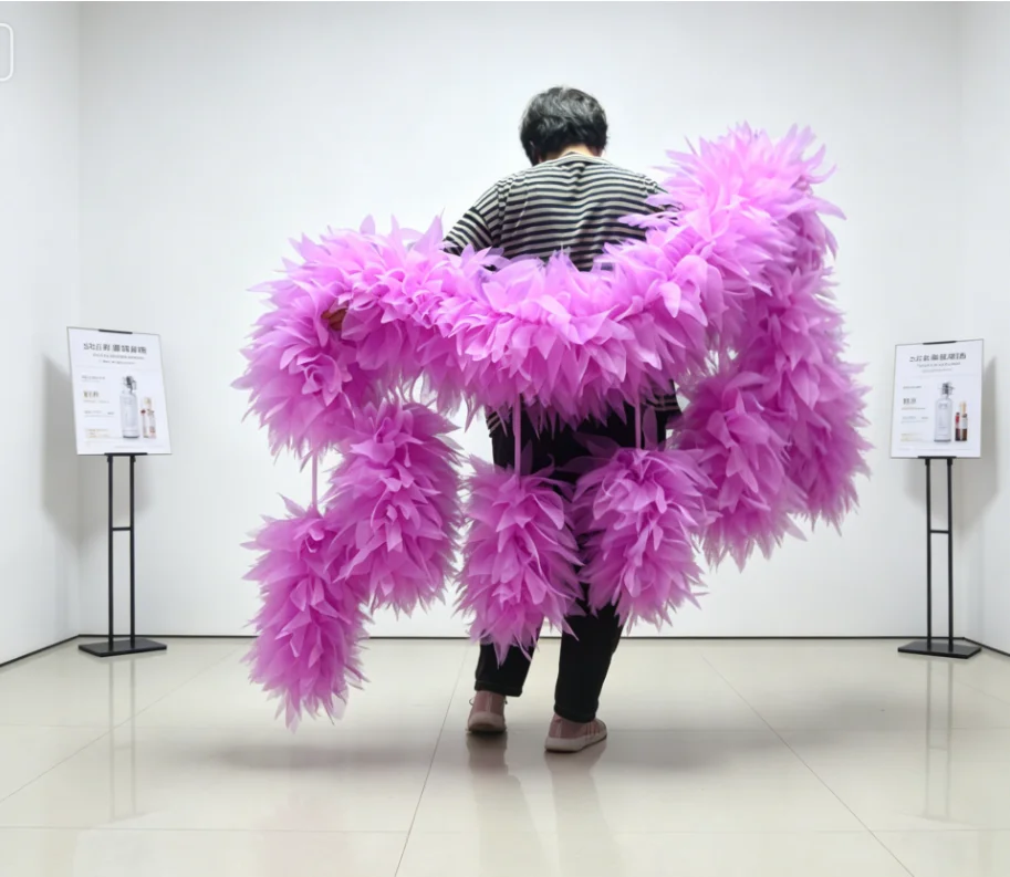 Feather Shape Cutting Organza Boas Fashion Stage Party Club Fluffy Ruffle Shawl Wraps Tippet Cappa Opera Cape Wedding Accessory