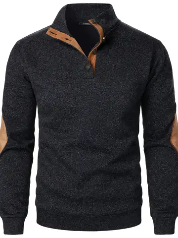 Autumn and winter men's stand collar long sleeve casual knitted sweater top