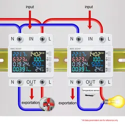 KWS-302 8 in1 Power Meter Multi-função Digital Voltímetro Amperímetro 170-300V 63A Fator De Potência Tempo Energia Tensão Atual Monitor