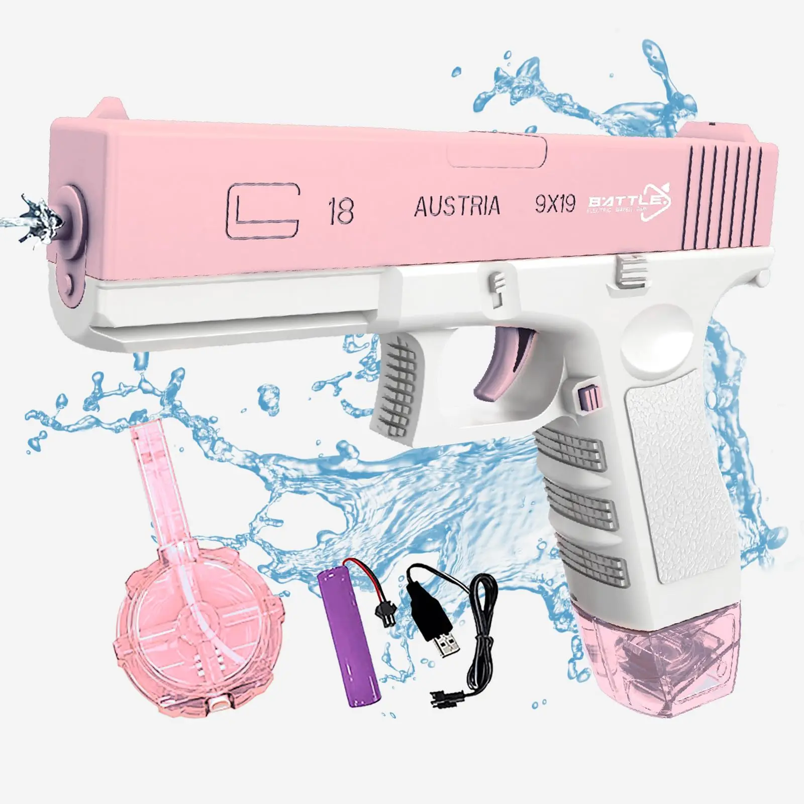 

Electric Water Gun for Adult Kid Automatic Squirt Guns Up to 32 FT Long Range Summer Outdoor Pool Party Soaker Shooting Toys