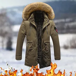 Winter Plush Hooded Jackets Men Military Fur Lined Thicken Warm Windbreaker Coats Men High Quality Outdoor Parka Outwear