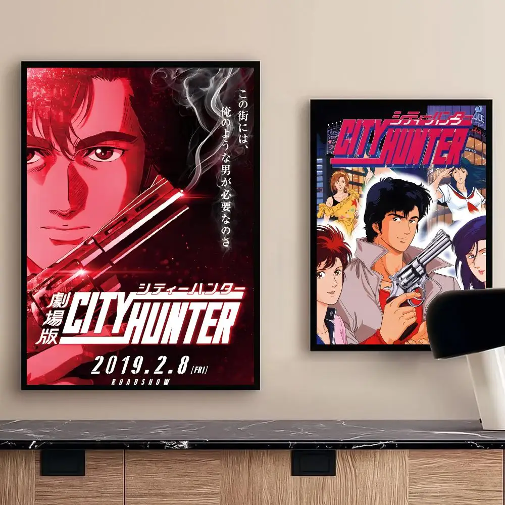 Classic Anime C-City Hunter Poster For Office Bedroom Coffee Home Decor Durable Waterproof Aesthetic Stickers Wall Art HD