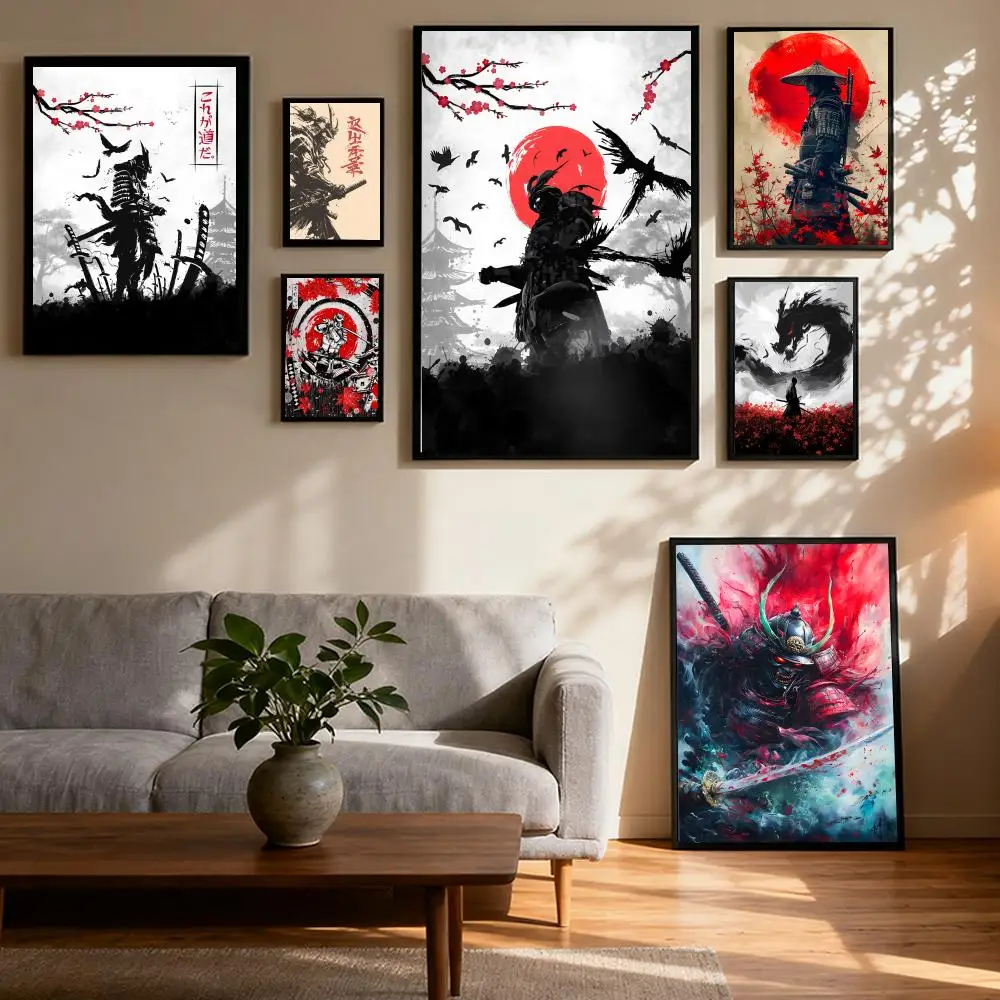 

S-Samurai WarriorS Poster Prints Canvas Painting Wall Art Picture Living Room Home Decor Tracklist Music Album Cover