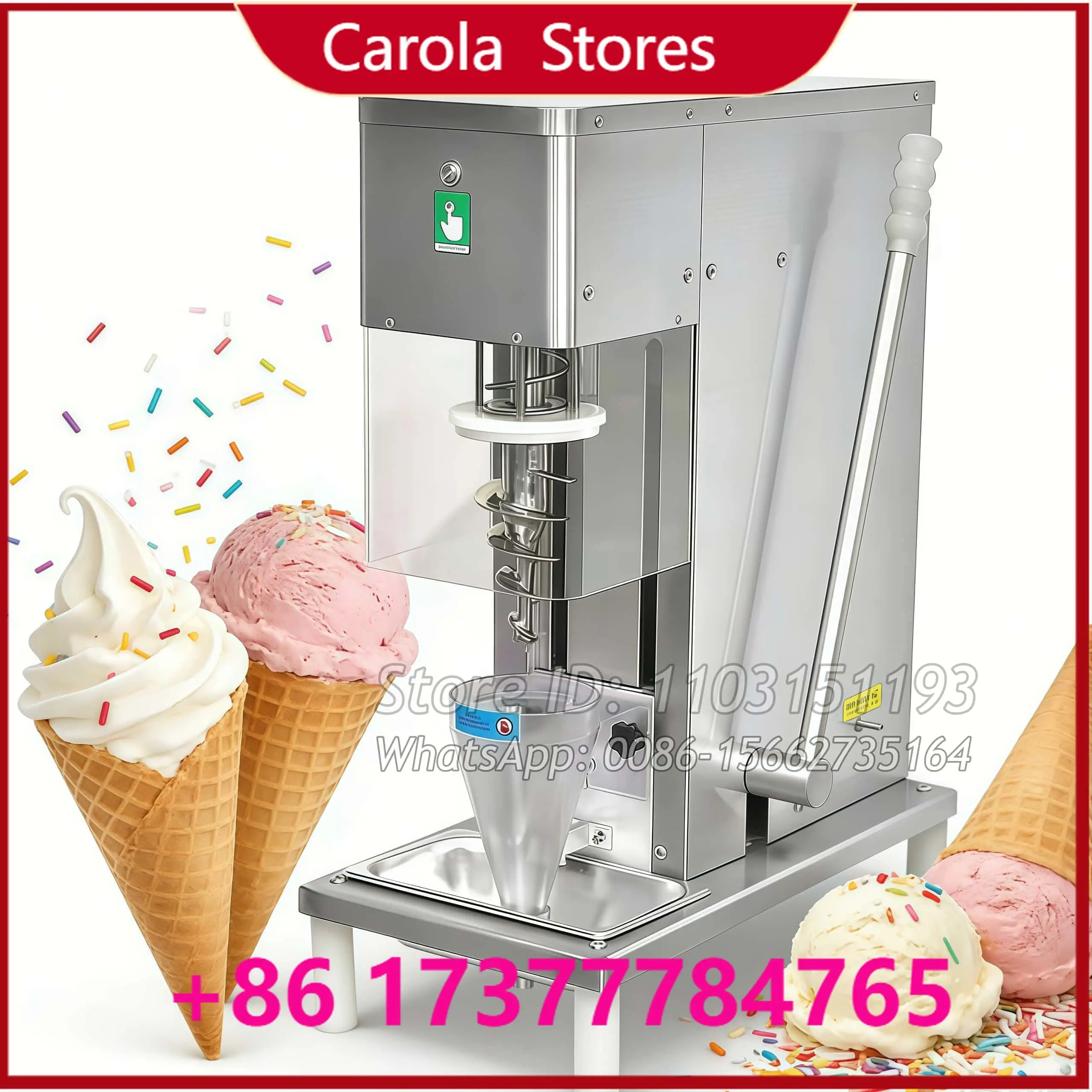 High Productivity 220 V 110 V 750 W Swirl Drilling Hard Ice Cream Machine Blender Fresh Fruit Dessert Fruit Ice Cream Maker
