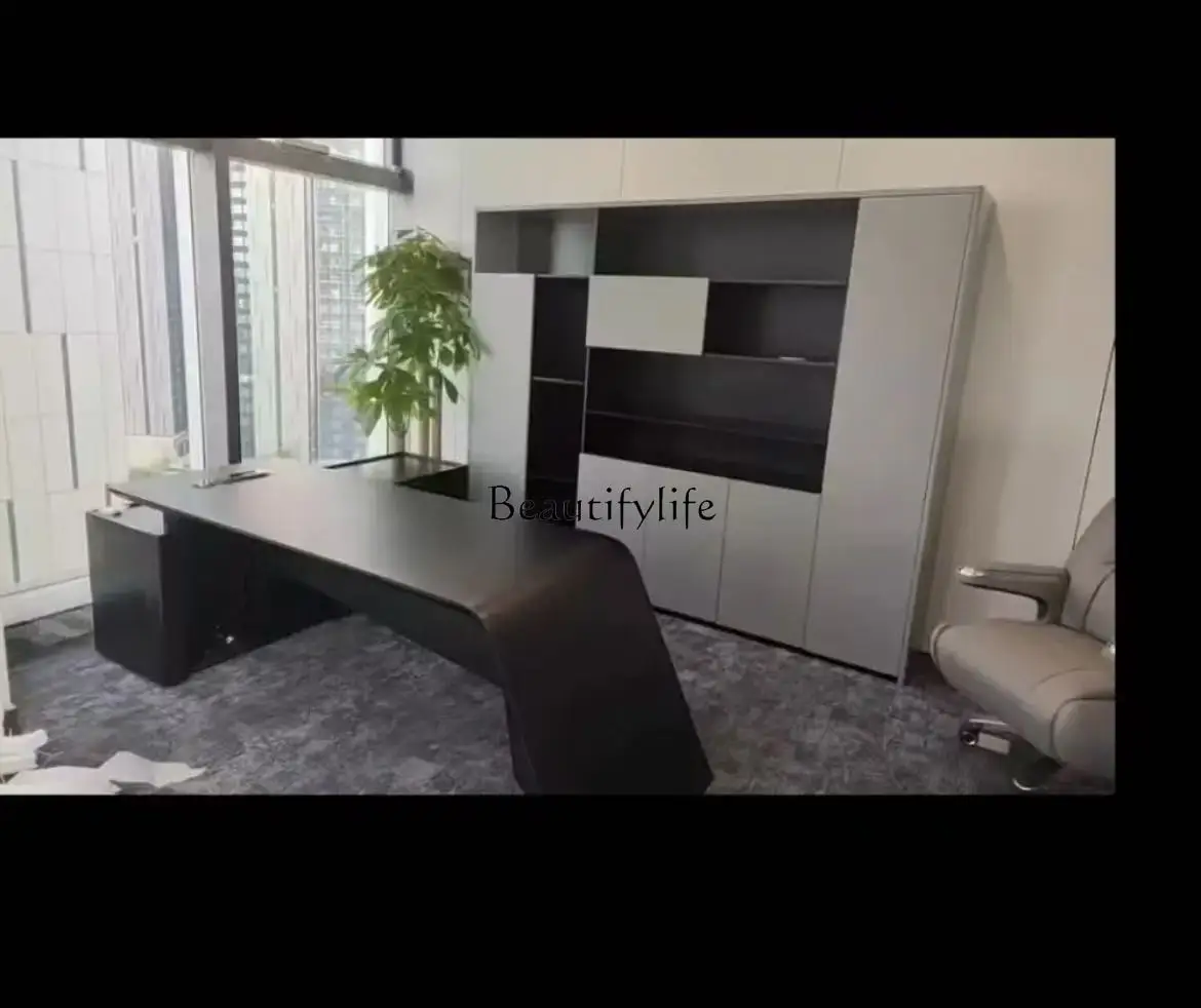 

46Matte paint boss president desk Darth Vader modern simple high-end designer high-end class desk