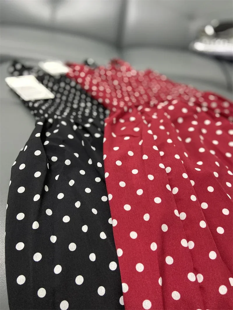 Damen Sommer Polka Dot Chiffon Langes Kleid Elegantes Quadratischer Ausschnitt Ärmelloses Kleid Lässige Damenkleider – Detail 10