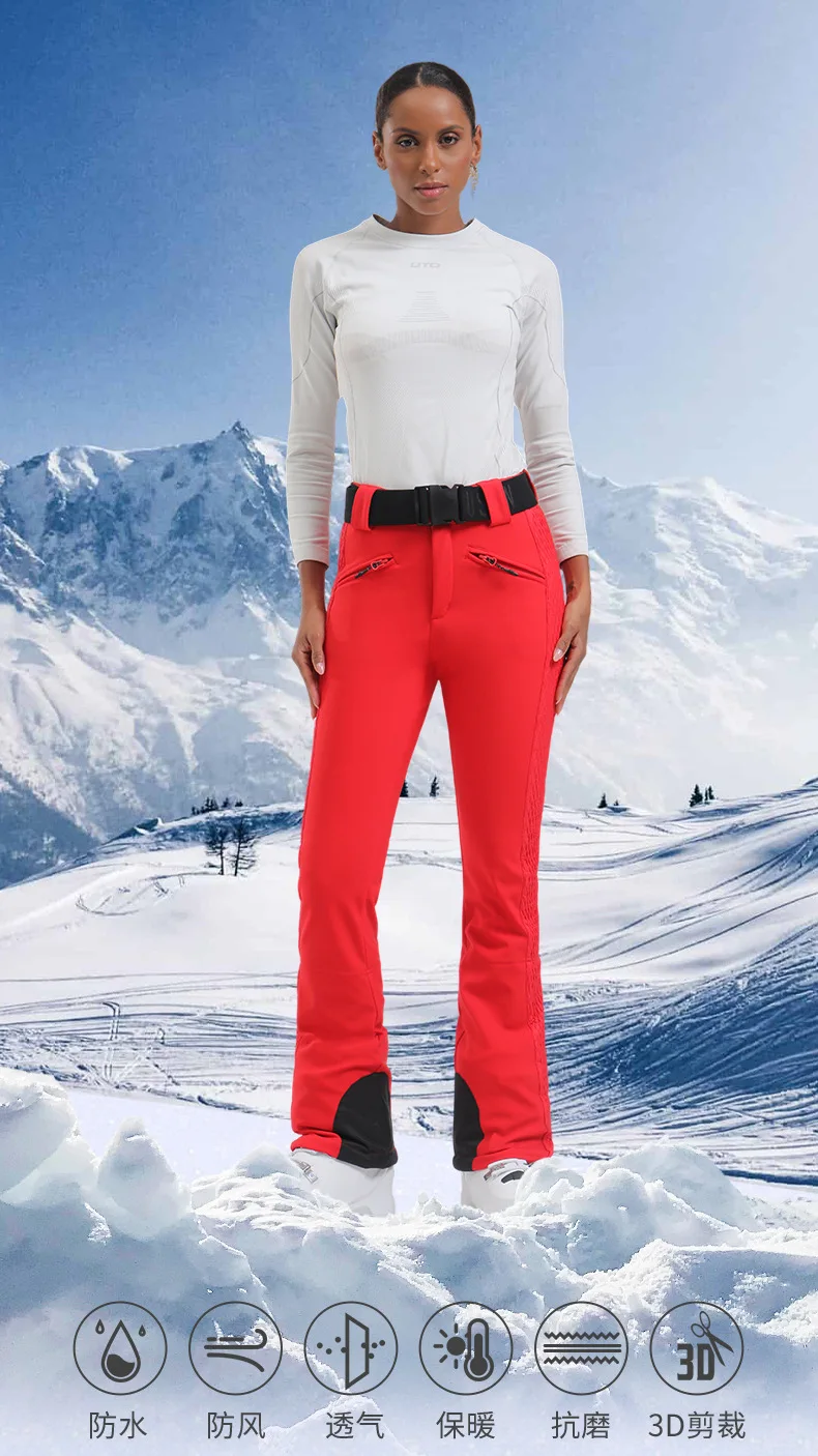 Gsou Snow Damen-Skihose, Snowboardhose, winddicht, wasserdicht, Winter-Skihose, -30 Grad, bequemes, geteiltes Design – Detail 1