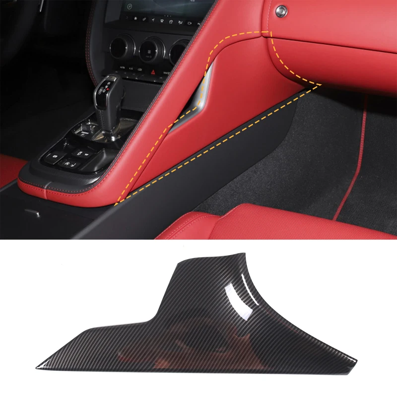 

For Jaguar F-Type 2013-2024 ABS carbon fiber style passenger seat knee protective panel cover interior modification accessories