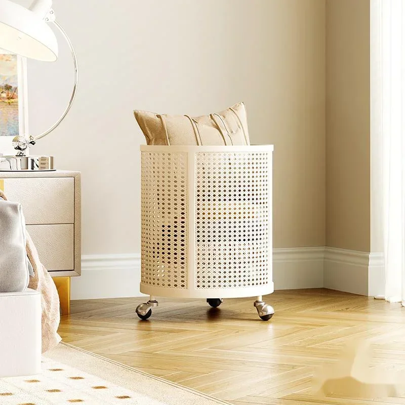 Stylish Laundry Hamper for Home Nordic Design Dirty Laundry Baskets Mobile Toy Storage Basket Imitation Rattan