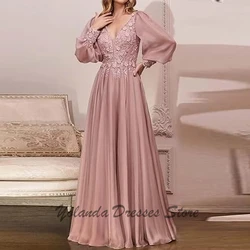 Customized Deep V Neck Mother of The Bride Dresses Formal Evening Gown Applique Lace Wedding Guest Dress Floor Length Draped