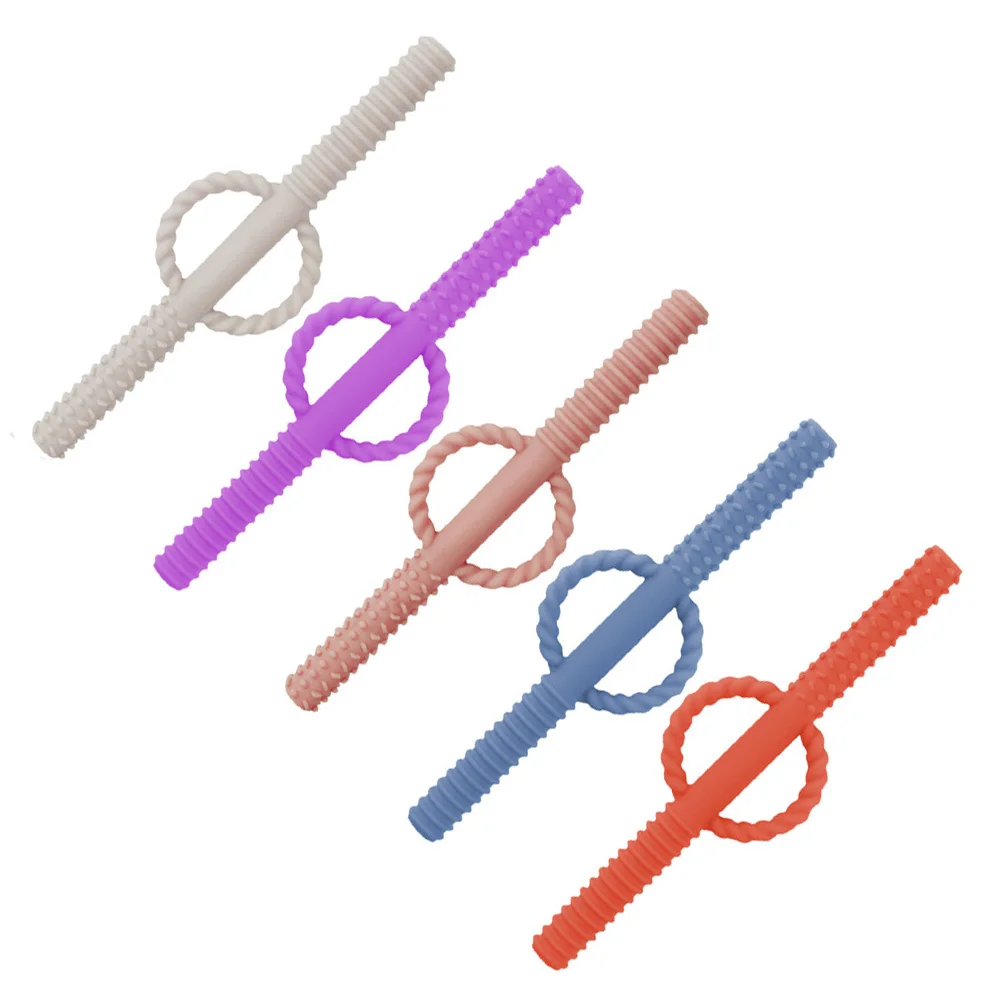 

5 шт., силиконовая полая жевательная рельефная палочка для младенцев, успокаивающий прорезыватель, игрушка для прорезывания зубов, молярный прорезыватель