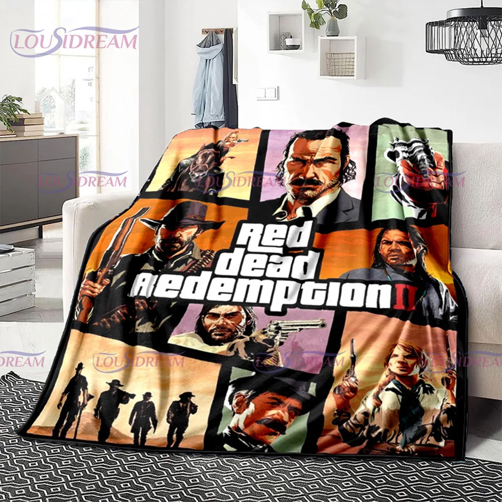 Game Red Dead Redemption Series Blanket John Marston Blanket Flannel Decoration Home Bedspread Cowboy Characters Blanket