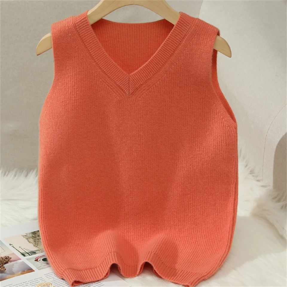 

Children's high-end 100% wool sweater Sleeveless vest men's and women's thick sweater with shoulder and cashmere base sweater