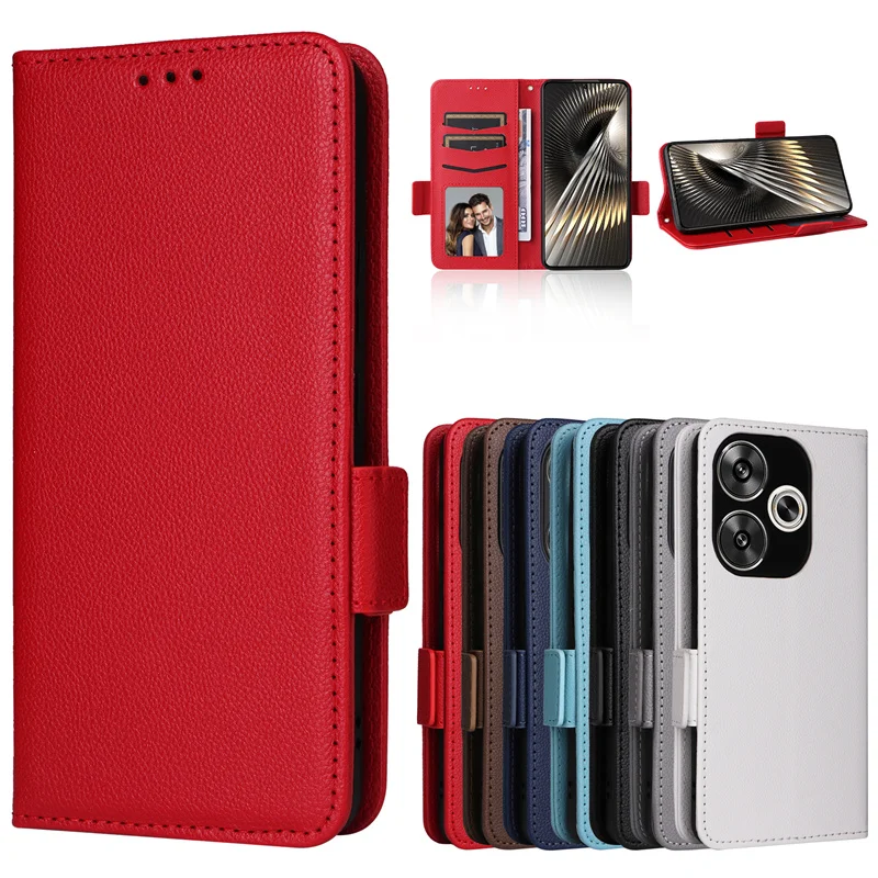 For Xiaomi Redmi Turbo 3 Side buckle lychee pattern leather cover wallet case purse for Xiaomi Poco F6 Magnetic Phone Cover image 6