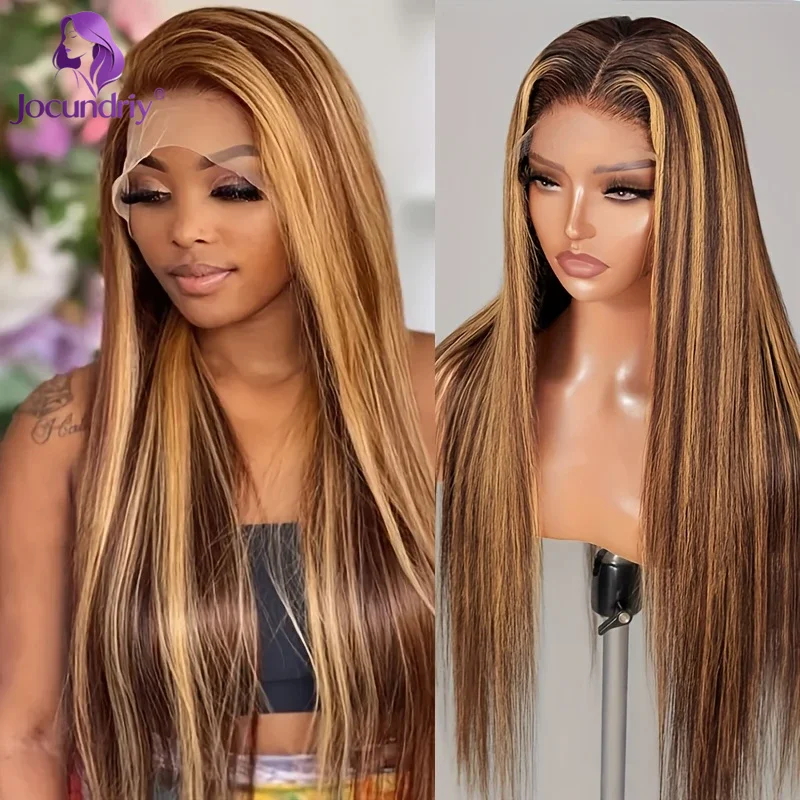

13x4 Lace Front Wig Honey Blonde Straight Human Hair 200% Density Highlight Ombre Wigs for Women Human Hair Wigs