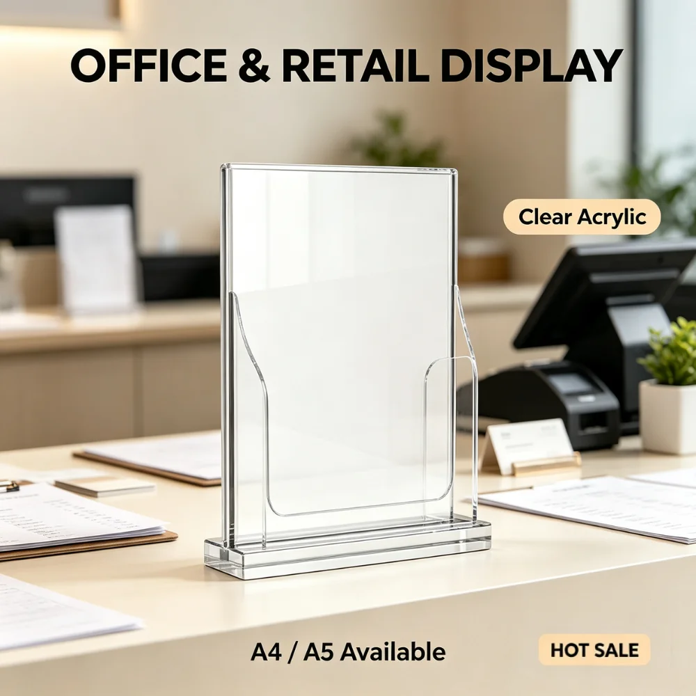 A4 A5 Acrylic Table Sign Holder Clear Double Sided Menu Poster Display Rack Quick Slide Insert for Cafe Wedding Exhibition