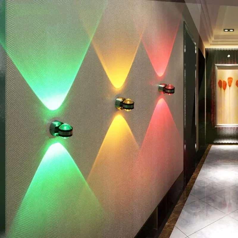 6 واط وحدة إضاءة LED جداريّة مصباح الألومنيوم مرآة ضوء ملون أسود كريستال ضوء KTV بارت 85 فولت ~ 265 فولت Q-013