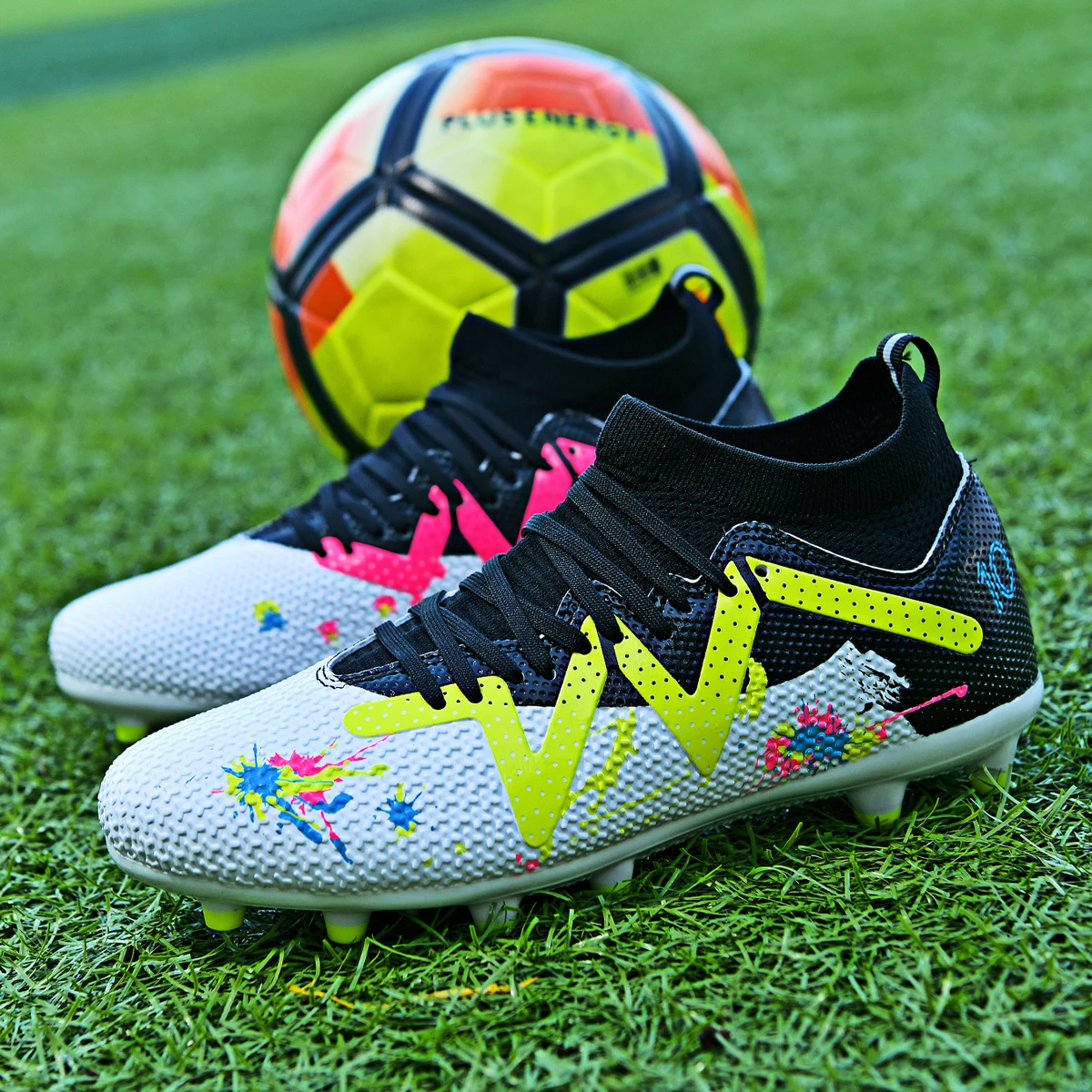 

Unisex AG/FG football shoes，Rugged TPU Long Studs Sole，Comfortable PU Fabric Upper，Cost-effective Daily Sports Football Shoes