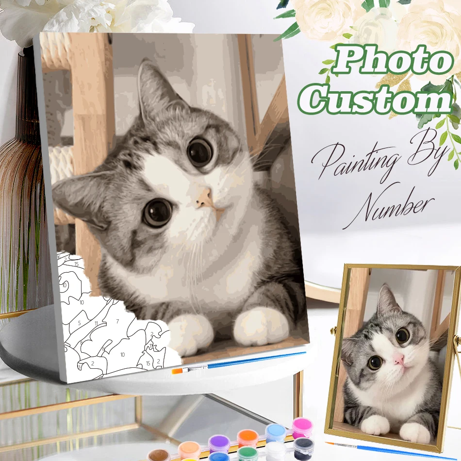 

PhotoCustom Couple Photo Diy Painting By Numbers Customize Your Own Acrylic Paint On Canvas Modern Painting For Home Wall Art Pi