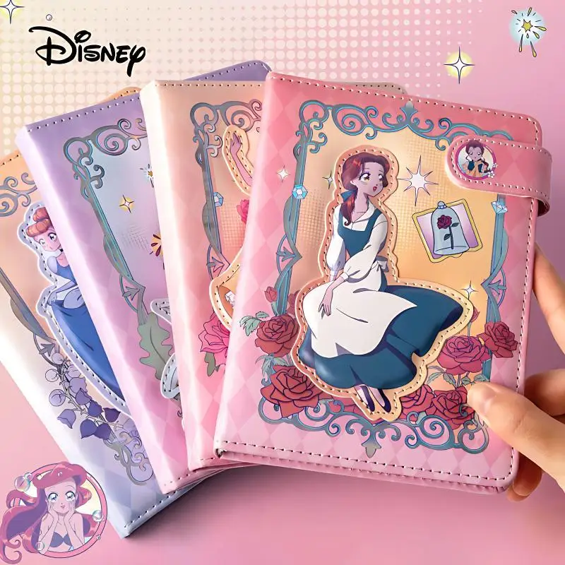 Anime Kawaii Disney Snow White A5 Magnetic Button Color Page Book Cartoon Princess Series Beautiful Notebook for Children Gift