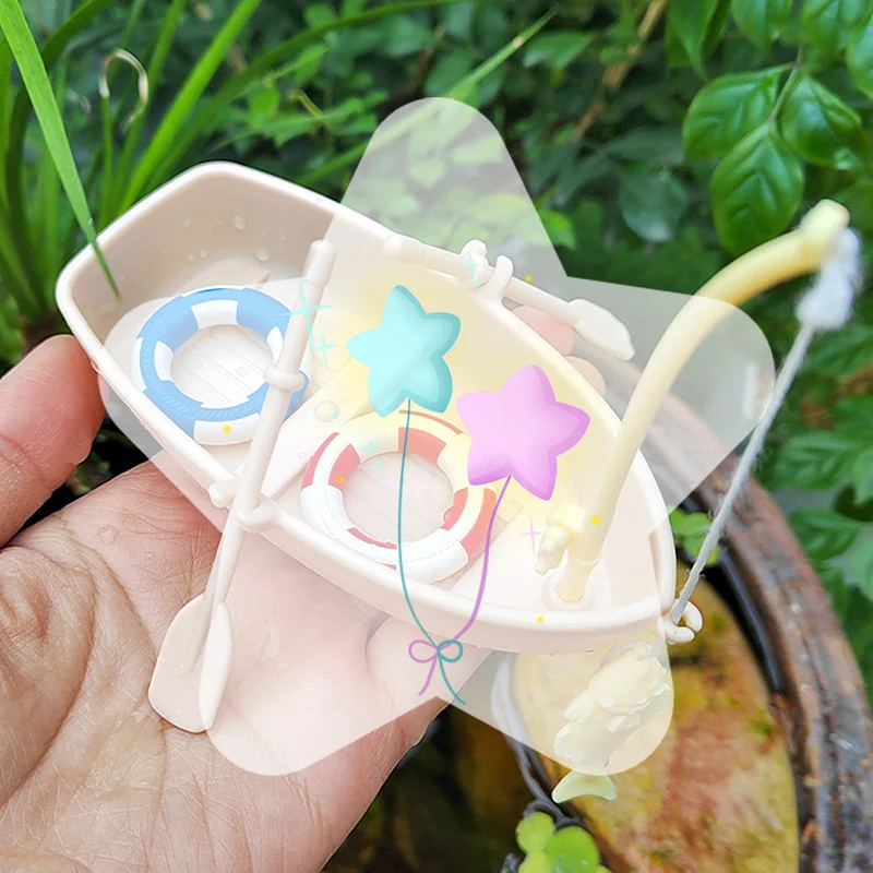 1Set Kinder Geschenke Neue Kunststoff Fischerboot Modell Mini Simulierte Puppenhaus Ornamente Miniatur Fischerboot Kit