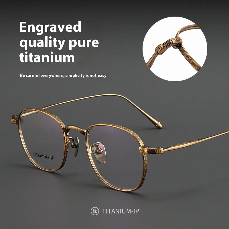 Gafas graduadas Retro talladas de alta calidad de titanio para hombres y mujeres con montura de gafas progresivas para miopía gafas ultraligeras