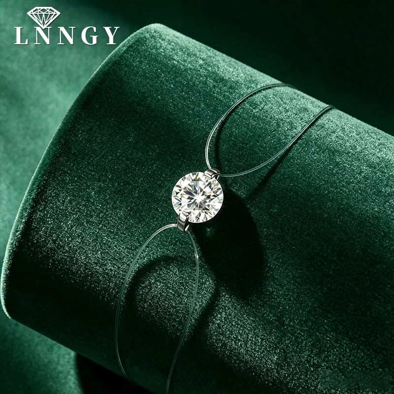 lnngy認定-65mm-8mm-モアサナイトブレスレット-透明なフィッシングダブルラインブレスレット-女性用-925スターリングシルバージュエリー