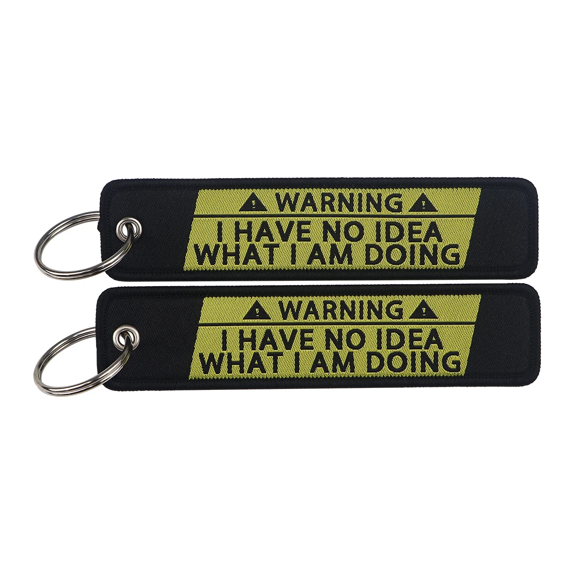 Warning Sign Embroidery Key Fobs Funny Quotes Key Tags Keychain For Motorcycles Cars Key Ring Accessories Jewelry Chaveiro Gifts