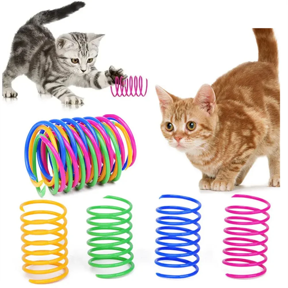 

4Pcs Kitten Coil Spiral Springs Cat Toys Interactive Gauge Cat Spring Toy Colorful Springs Cat Self-pleasure Toy Pet Supplies