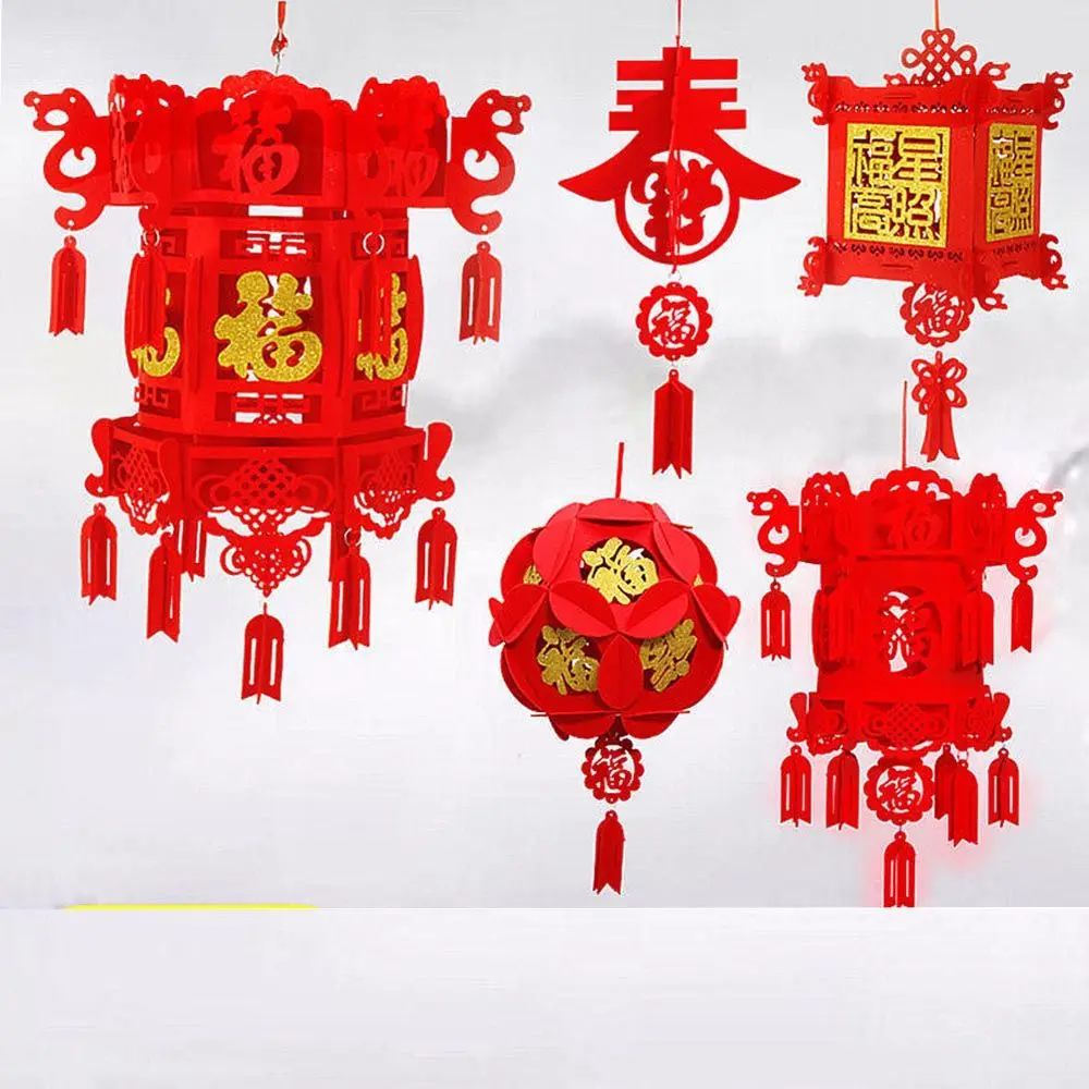 Chinese New Year Lantern DIY FU Character Red Lantern Hanging Ornaments for Lunar New Year Spring Festival Decor