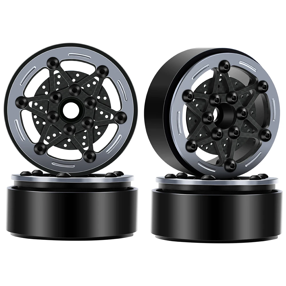 

GLOBACT 1.9 Beadlock Wheels Carbon Fiber Aluminum Rim With Brake Disc for TRX4 TRX6 SCX10 Capra Gen8 1/10 RC Crawler (4Pcs )