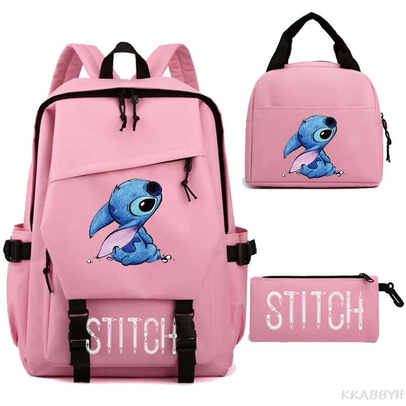 Lilo And Stitch Backpack High School Girls Boys School Bags For Teenage Simple Multi Pockets Kawaii Laptop Backpack Women Men