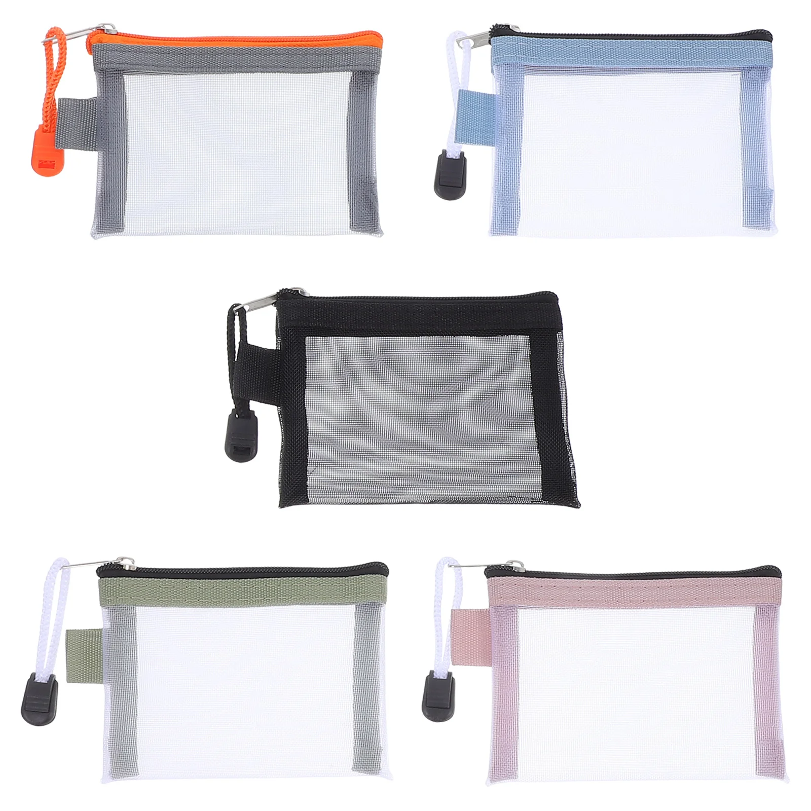 

5pcs Mini Mesh Makeup Bags Zipper Storage Pouch Travel Toiletry Organizer For Women Small Portable Set