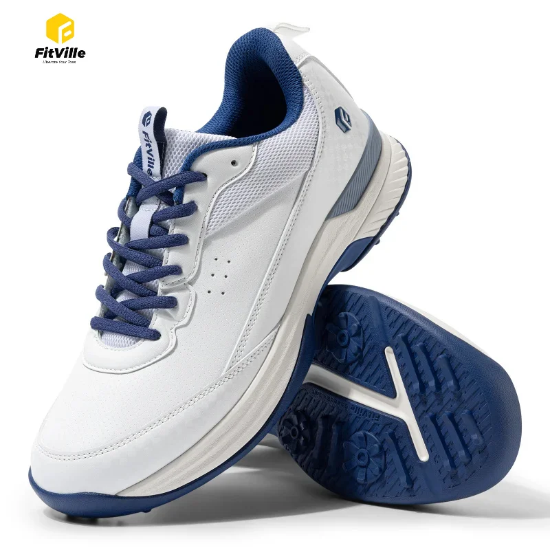 FitVille Wide Golf Shoes Men'S Professional Outdoor Waterproof Anti-Slip Golf Shoe For Courses With Spikes Swollen Feet