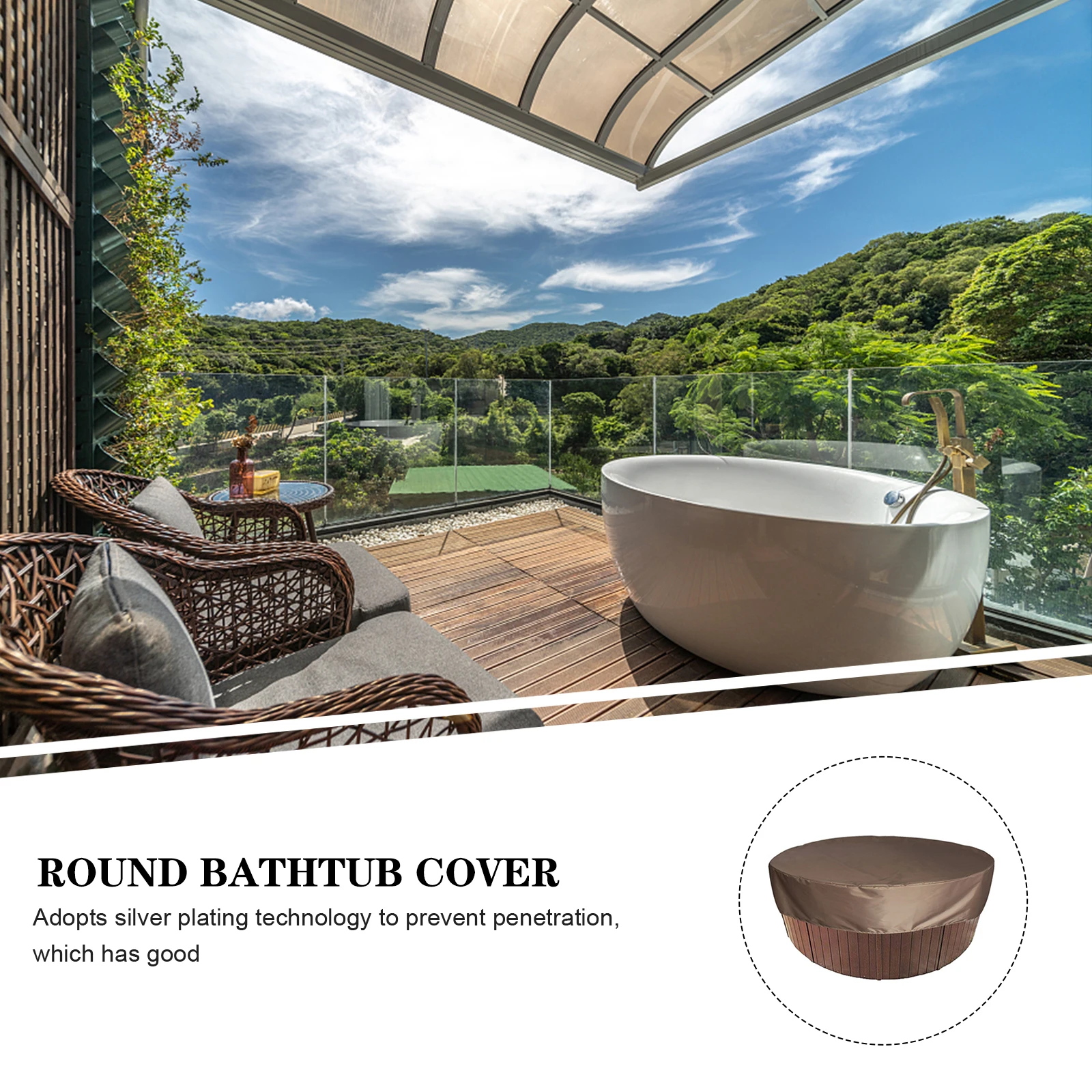 

1pc Bath Tub Cover Round Hot Tub Waterproof Protector Pool Shade Weatherproof Bathtub Cap For Spa Pool Outdoor Use