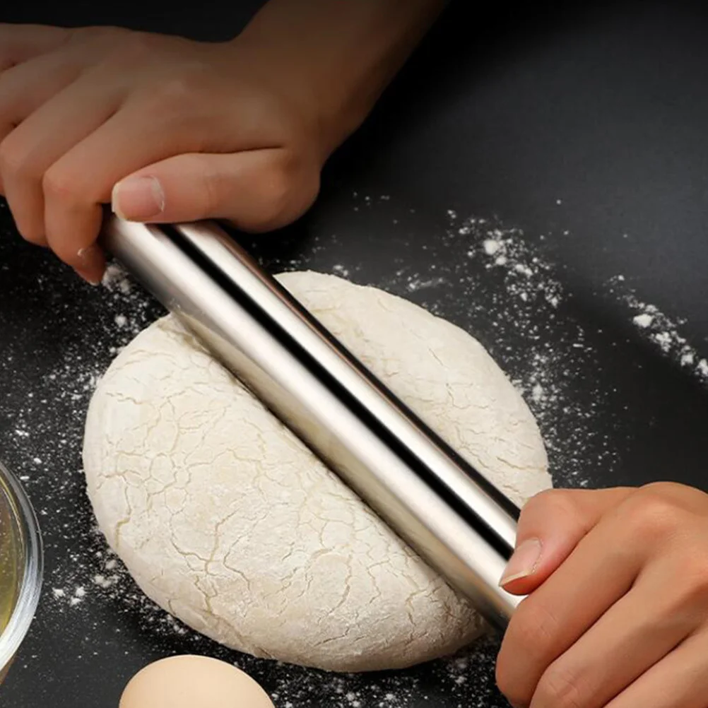 

1Pcs Stainless Steel Rolling Pin Baking Roller Dough Roller for Kitchen Cookies Pastry Pizza Dumpling Supplies