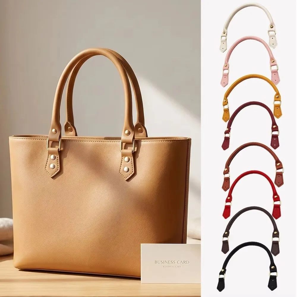 1pair Soft DIY Leather Handle Gold Snap Rivet Design Replacement Bag Strap Detachable DIY Craft Handbag Bag Top Handle Bag