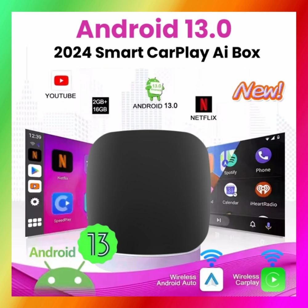 

Автомобильный AI-бокс Carplay на Android 13, беспроводной Android Auto, Smart TV Box для YouTube, Netflix, Toyota, Mazda, Hyundai, Haval, GMC, Ford, MG, VW, Kia