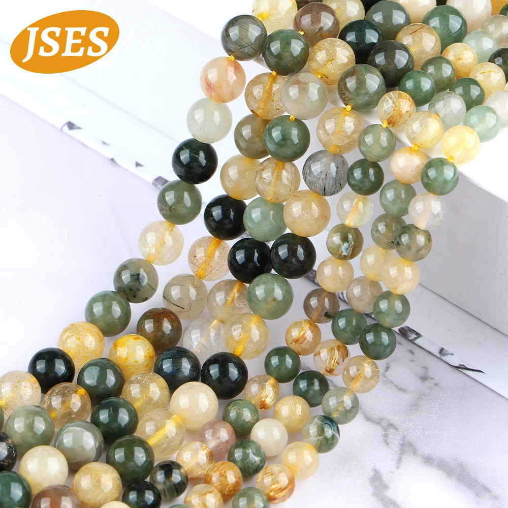 AA Natural Mixed Green Rutilated Quartz Crystal 4-10mm Beads for Jewelry Making DIY Bracelet Necklace Wholesale Bead Accessori