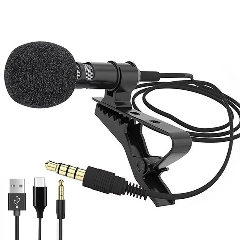 Microfone profissional portátil externo de 3.5mm, mini microfone de lapela com fio, para laptops, computadores, telefones, alto-falantes