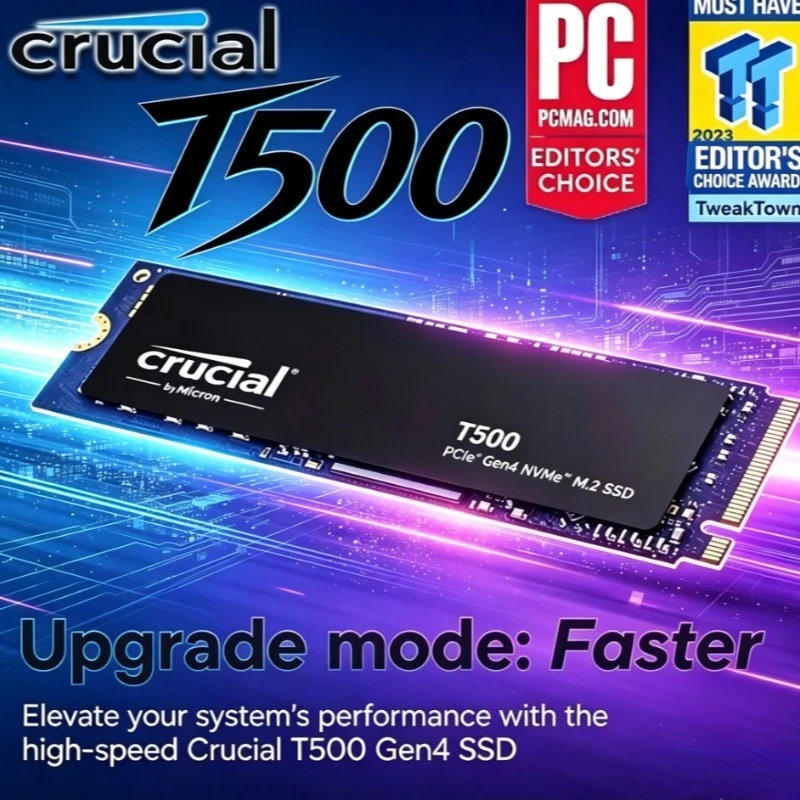 Crucial T500 1TB 2TB Gen4 NVMe M.2 SSD 7300MB/s / M.2 SSD Heatsink (Select SKU), Laptop & Desktop Compatible, OEM Package