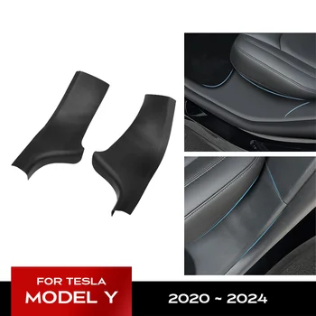 2 قطعة ل تسلا نموذج Y 2020-2024 عتبة الباب الخلفي الحرس ABS الداخلية حامي غطاء ألواح الكسوة مكافحة القذرة ترحيب دواسة ركلة الوسادة