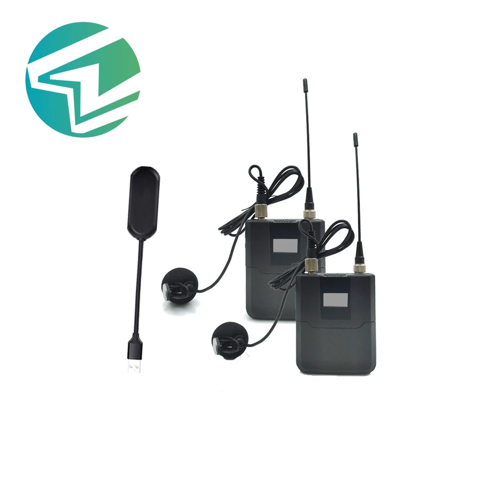 Wireless small connection receiver plug and play 1 to 2 collar clip microphone for tour guide interviews  and education