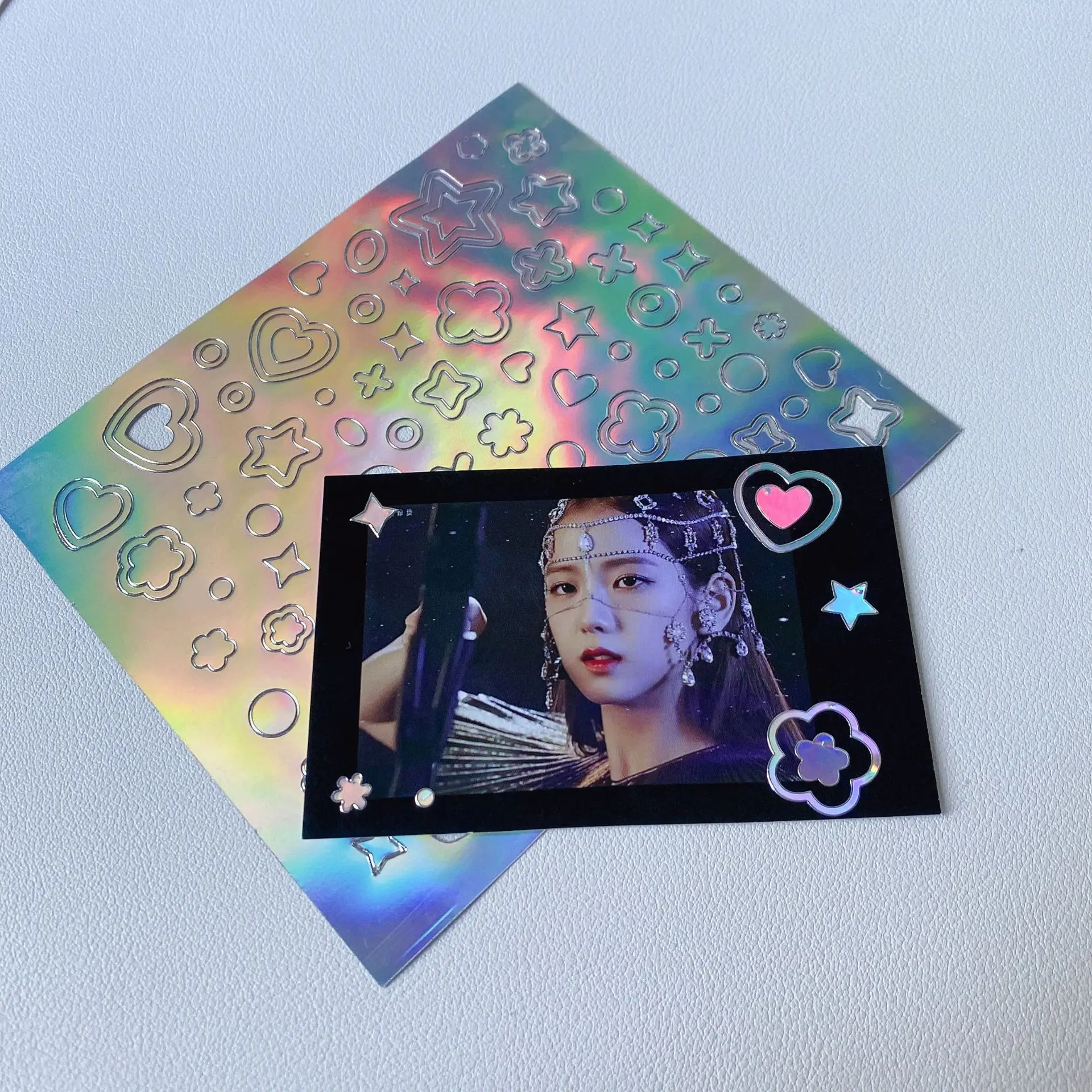 Korean ins laser love star digital decorative sticker hand tent DIY flash small card embellishment sticker