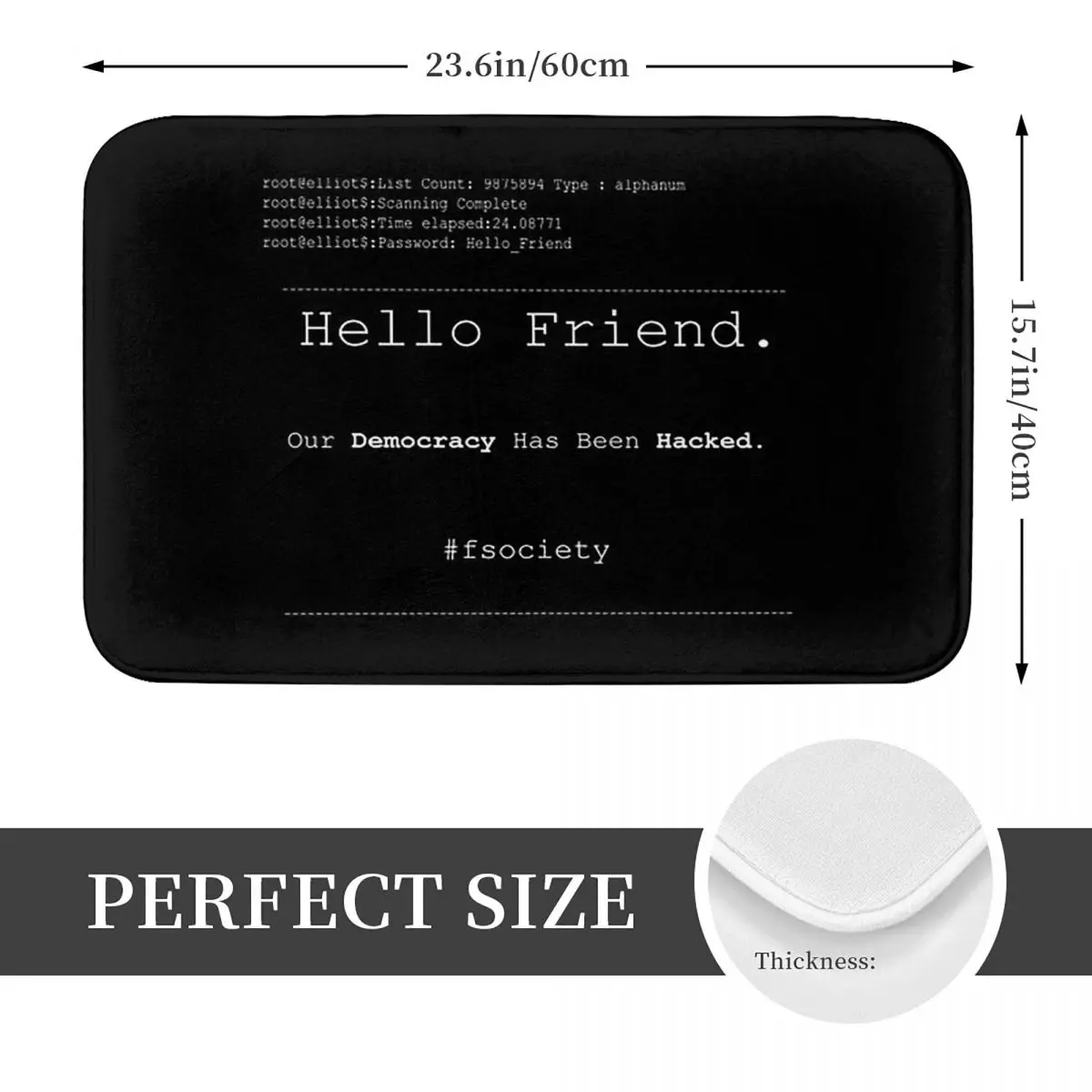 Mr Robot Hello Friend Fsociety Doormat Kitchen Entrance Home Floor Mat Non-slip Carpet Rug for Bedroom Footpad Mats
