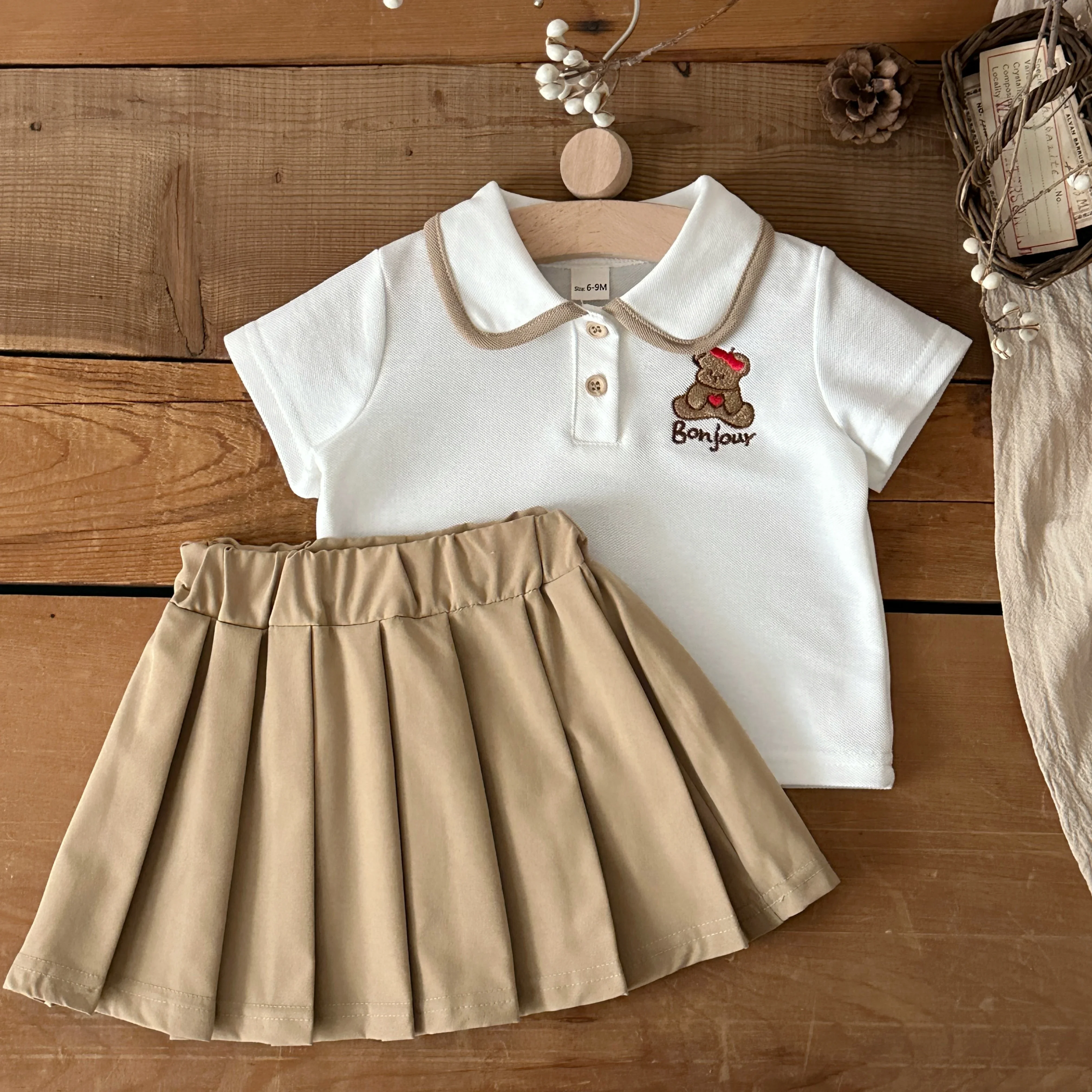 

New Summer Outfit Set Summer New Style Children's Cartton Embroidery T-shirt Pleated Skirt Stylish Two-piece Set for Baby 0-3Y