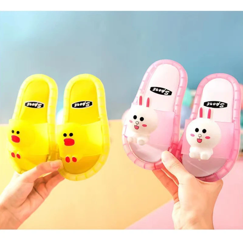 슬리퍼 Kids Shoe Fashion LED Luminescent Children\'s Slippers 2023 Summer New Cartoon Crystal Shoes Girls/boys Sandals Flip Flops