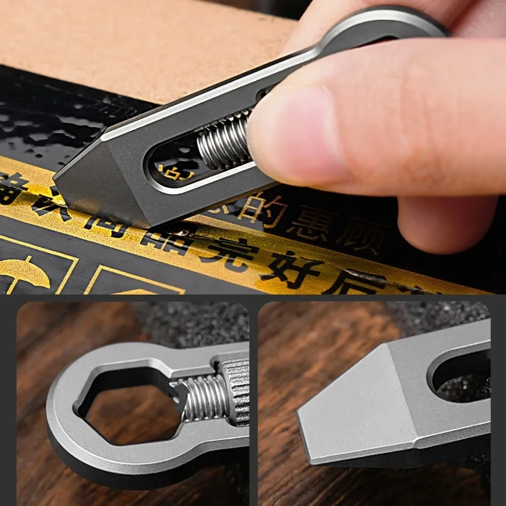 New mini titanium alloy pry bar multifunctional adjustable wrench keychain necklace pendant EDC small tool