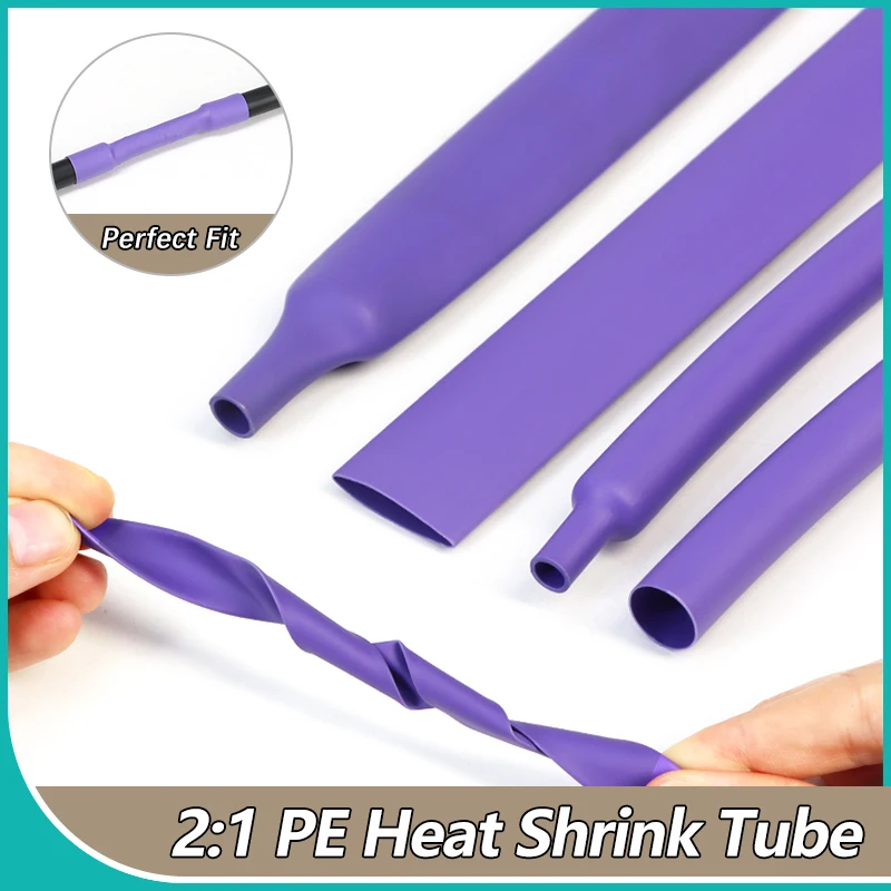 Purple 2:1 PE Heat Shrink Tube Diameter1.5mm ~ 50mm Polyolefin Insulated Waterproof Wire Repair DIY Cable Protecctor Sleeve Wrap