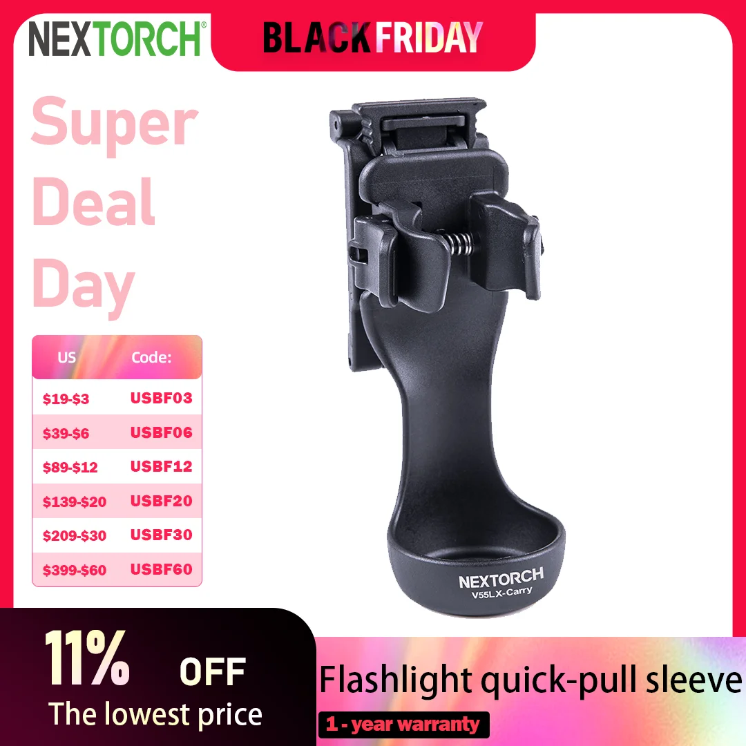 Nextorch V55/ V55L Flashlight Holder,upgraded Innovative Flashlight Carry,360° Rotation,Lightweight，portable，locking function